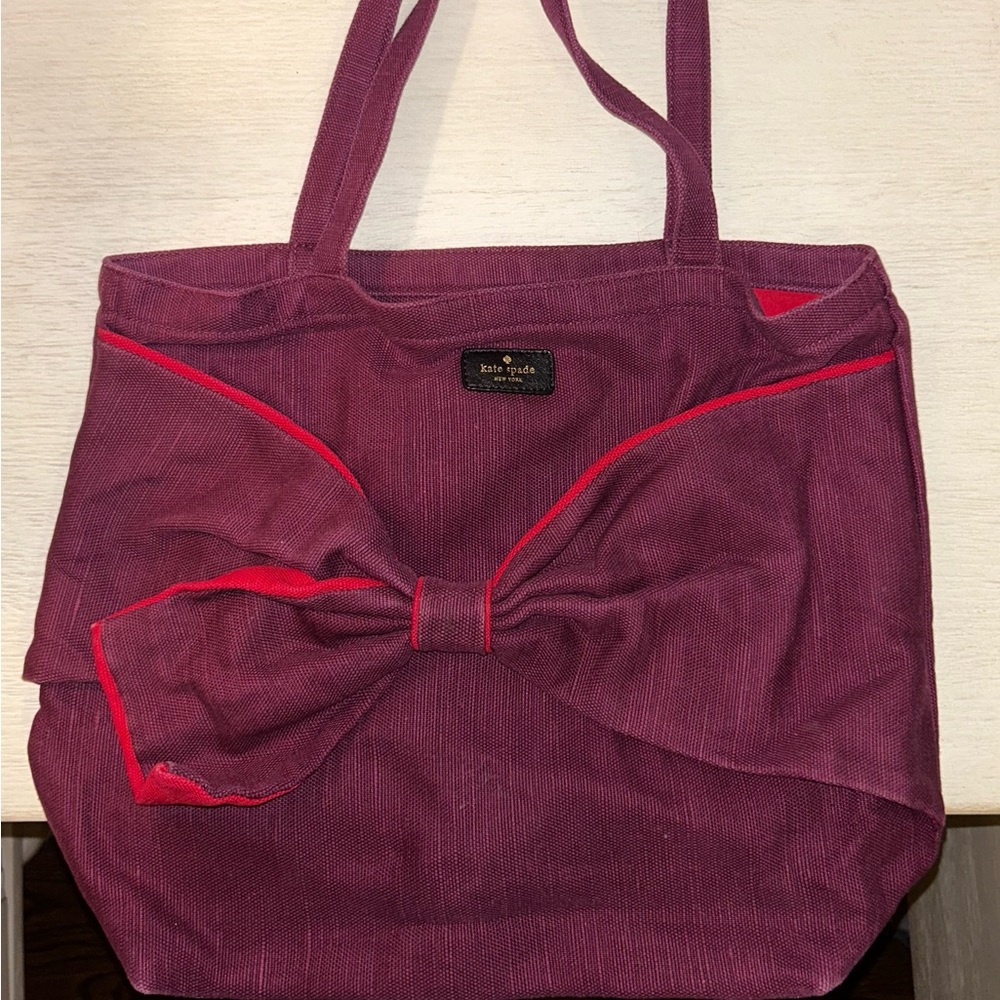 Kate Spade Burgundy Tote Bag with Red Accents